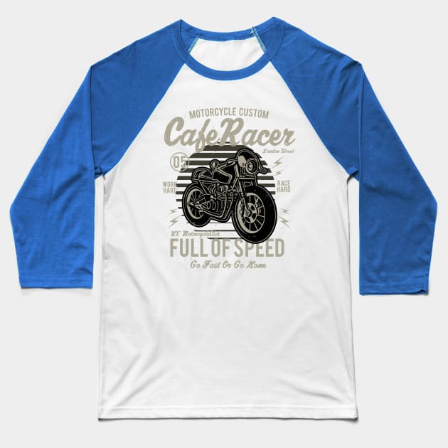 Caferacer Cafe Racer Full Of Speed Baseball T-Shirt by Hariolf´s Mega Store